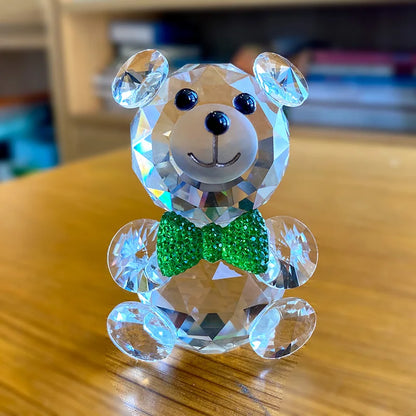 DecorBites™ Clear Crystal Teddy Bear Figurines - Glass Animal Paperweight & Home Decor