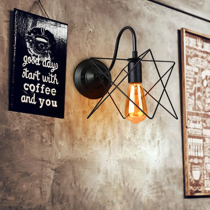 DecorBites™ Black Cage Guard Wall Sconce LED Lamp Indoor Retro Lighting Fixture