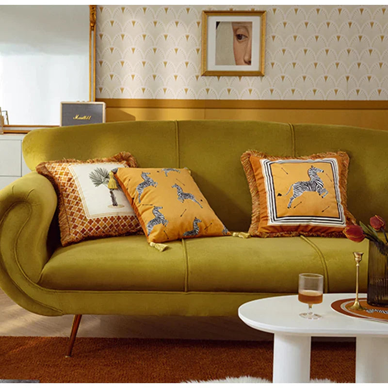 Funda de cojín DecorBites™ de lujo retro italiano con estampado de cebra, 53 x 53 cm