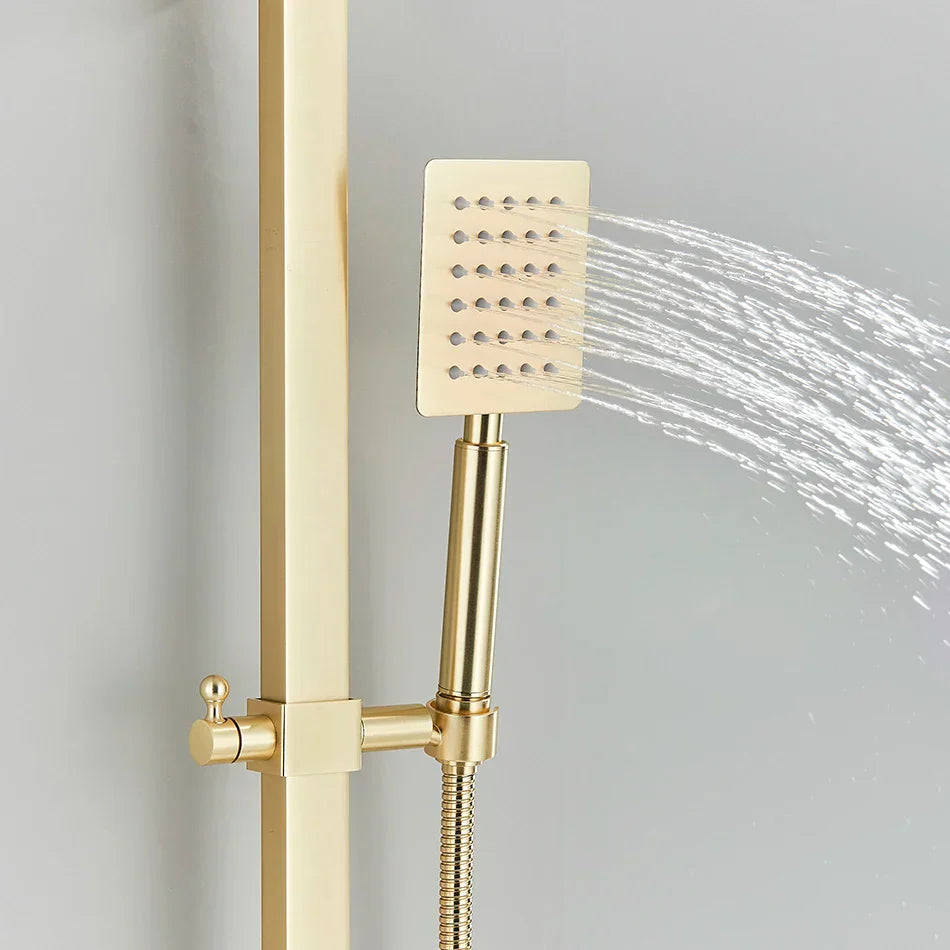 DecorBites™ Gold Wall Mounted Bathroom Shower System Kit with 4-way Mixer