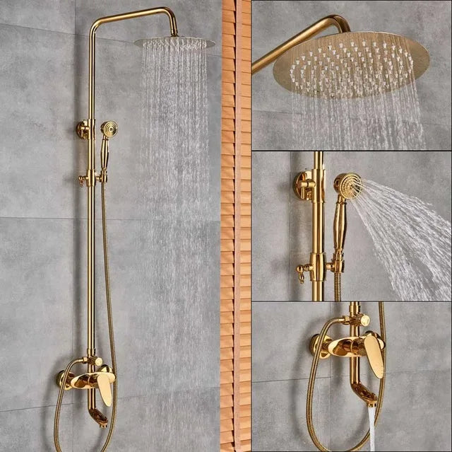 Decorbites™ Golden Shower Armaturensatz mit 8" Regensprühkopf, Wandmontierte Handbrause