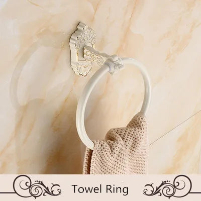 Juego de herrajes de baño de aluminio DecorBites™: estante, toallero, portarrollos de papel, soporte para cepillos, ganchos