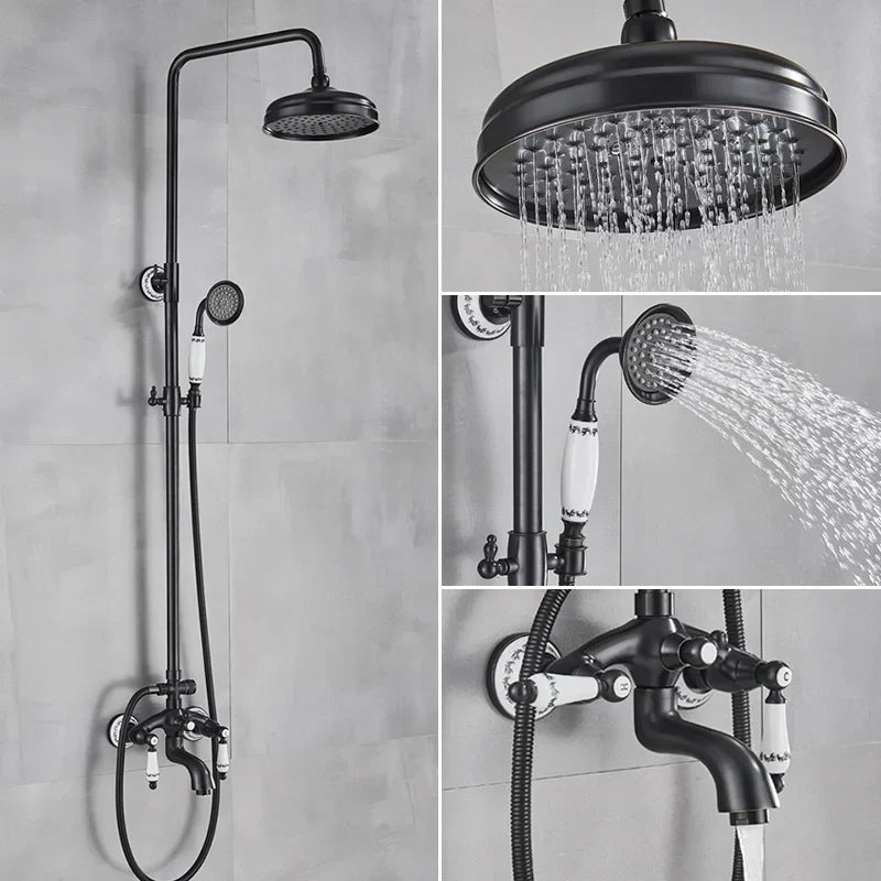 نظام دش مطري DecorBites™ مقاس 8 بوصات مع صنبور حوض استحمام ودش يدوي