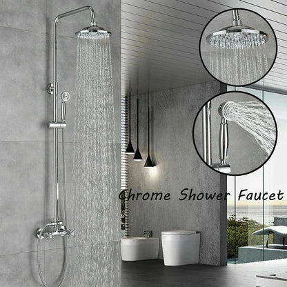 DecorBites™ Dual Handle Chrome Brass Shower Mixer System with 8" Rainfall Shower Head