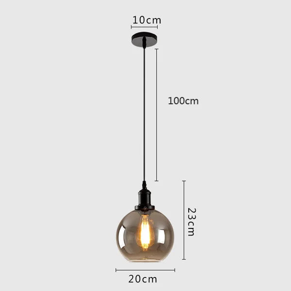 DecorBites™ Gray Glass Pendant Light for Bar Stair Dining Room E27 Edison Lamp Lighting