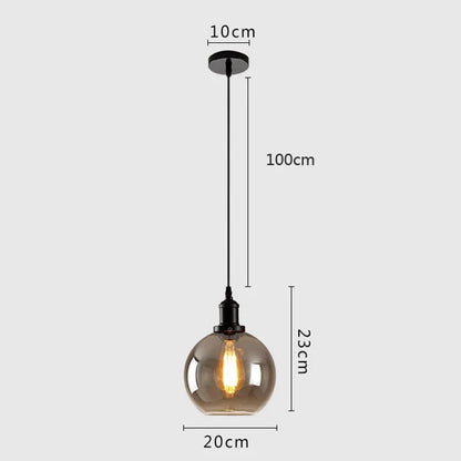 DecorBites™ Gray Glass Pendant Light for Bar Stair Dining Room E27 Edison Lamp Lighting