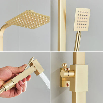 DecorBites™ Brushed Gold 4-Way Brass Shower Set with Bidet Mixer Tap
