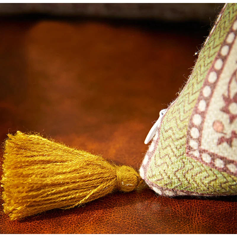 DecorBites™ Datura Flowers Print Wool Velvet Mandala Cushion Cover Luxe Pillow Case