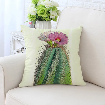 DecorBites™ Cactus Hand Painting Decorative Pillowcase for Sofa, Chair Cushion Home Decor