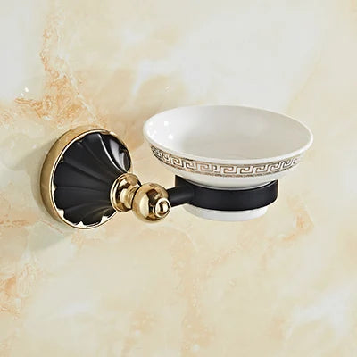 Gold Black Bathroom Accessory Set With Towel Bar
