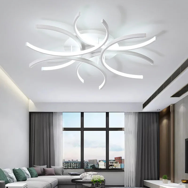 White Modern LED Chandelier For Bedroom Or Dining