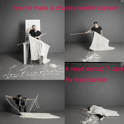 بطانية ديكوربايتس™ بيج محبوكة سميكة مزينة بشراشيب - غطاء ناعم متين منقوش للديكور المنزلي والأريكة - نسيج على الطراز الصناعي