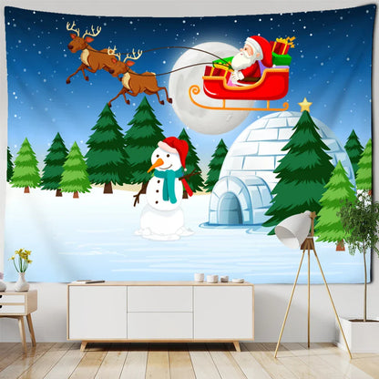 Decobites Santa Claus Sleigh Tapestry Wall Hanging Witchcraft Christmas Day Girl Home Decor