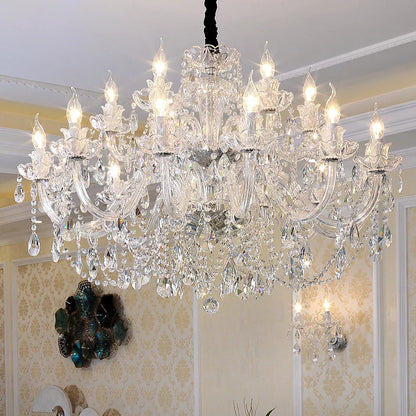 DecorBites™ Crystal Chandelier Lighting: Modern European Gold/Silver Style, Clear K9 Hanging Lights