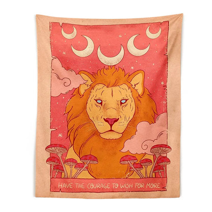 Decobites Pink Tarot Tiger Tapestry Wall Hanging: Divination Witchcraft Decor for Living Room