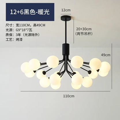 DecorBites™ Gold Glass Ball Chandelier: Luxury LED Lighting for Dining Room, Kitchen, Cafe