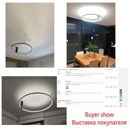 DecorBites™ LED Round Ceiling Lamp Scandinavian Design White Black Gold Metal Aluminum