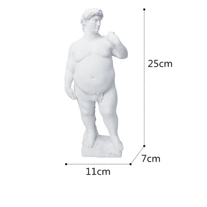 DecorBites™ David Obesity Resin Sculpture: Nude Male Figure Art Home Decor Ornament