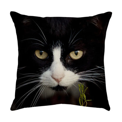 DecorBites™ Cute Cat Sofa Cotton Linen Cushion Cover Pillowcase Home Decor Pillow