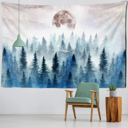 Decobites Foggy Forest Tree Tapestry Living Room Decor