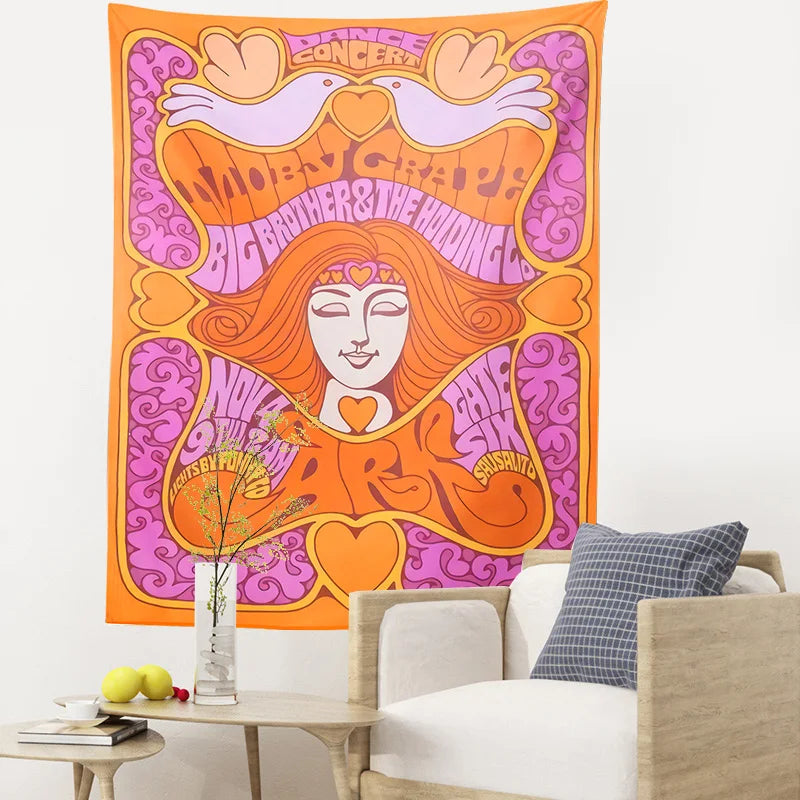 Decobites Retro Psychedelic Hippie Tapestry for Aesthetic Home Decor