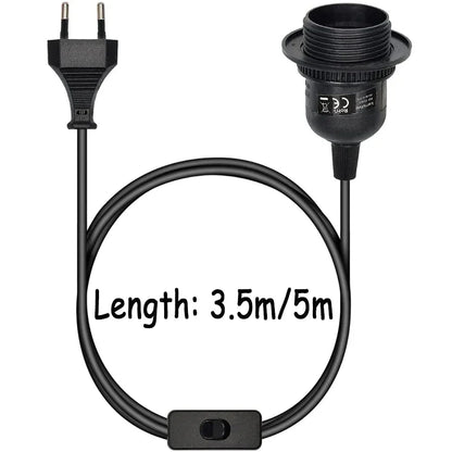 DecorBites™ LED Pendant Light Fixture with E27 Lamp Base Holder and Switch