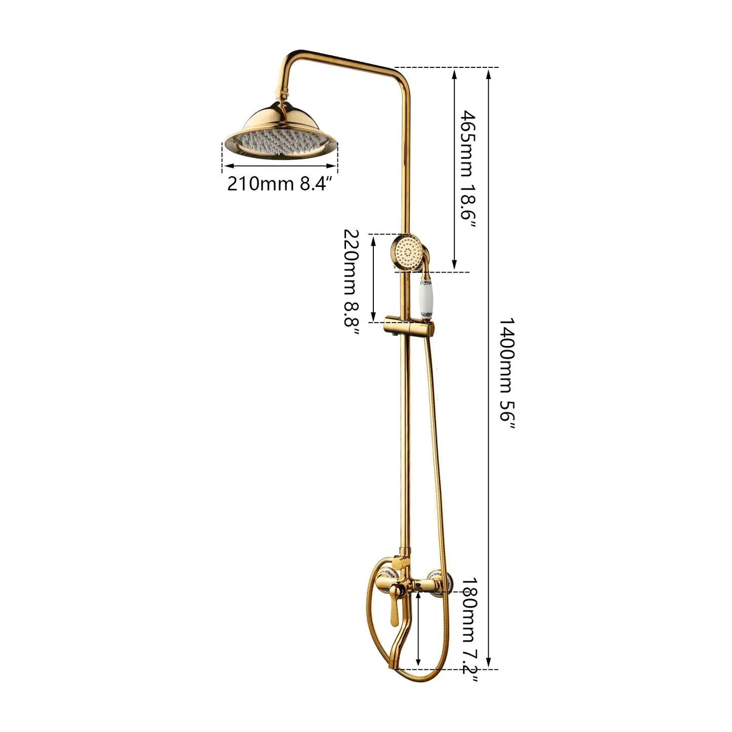 DecorBites™ Golden Polished Shower Head with High Pressure Aerator Nozzle
