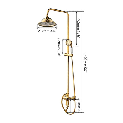 DecorBites™ Golden Polished Shower Head with High Pressure Aerator Nozzle