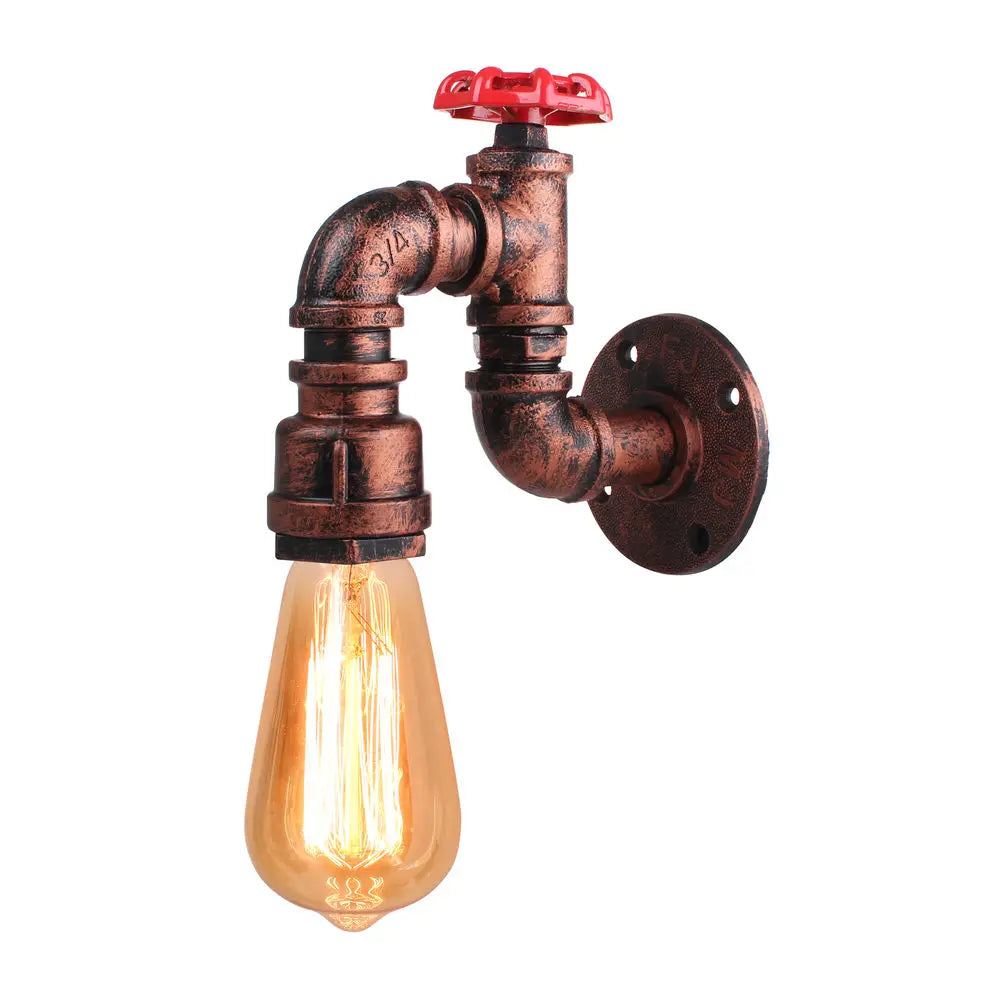 DecorBites™ Iron Water Pipe Wall Lamp E27 Loft Bar Lighting Fixtures