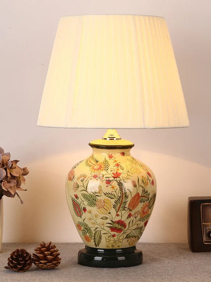DecorBites™ Chinese Bird Flower Ceramic Table Lamp for Bedroom Living Room Bedside