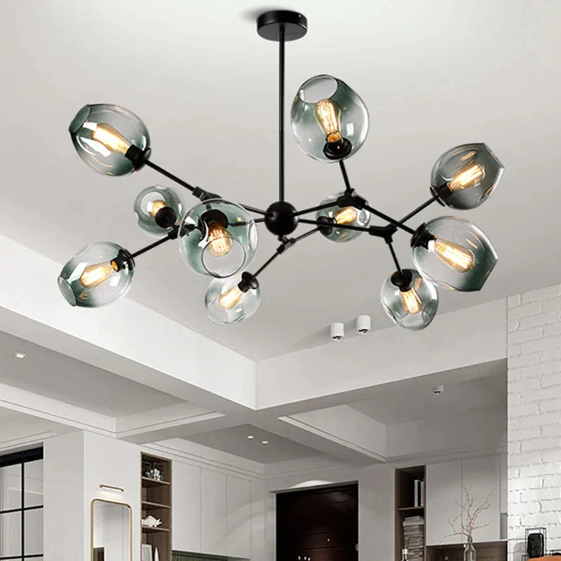 DecorBites™ Glass Chandelier: Nordic LED Pendant Lighting for Home Decor & Restaurant Dining