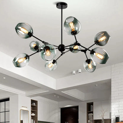 DecorBites™ Glass Chandelier: Nordic LED Pendant Lighting for Home Decor & Restaurant Dining