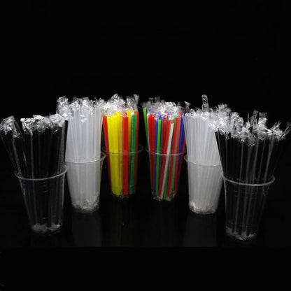 DecorBites™ Clear Individually Wrapped PP Drinking Straws - 100PCS Smoothies Tea Party Durable