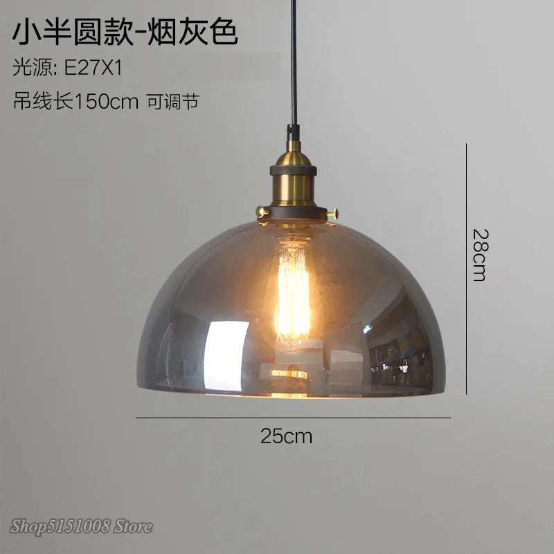 DecorBites™ Smoky Grey Glass Pendant Lamp: Nordic Hanging Light Fixture in Amber Glass