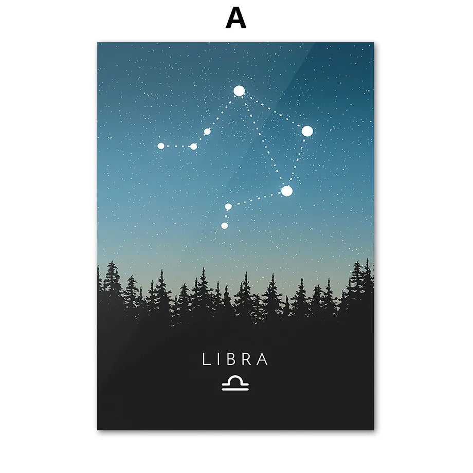 DecorBites™ Leo Cancer Zodiac Canvas Art Nordic Prints for Kids Room Home Decor