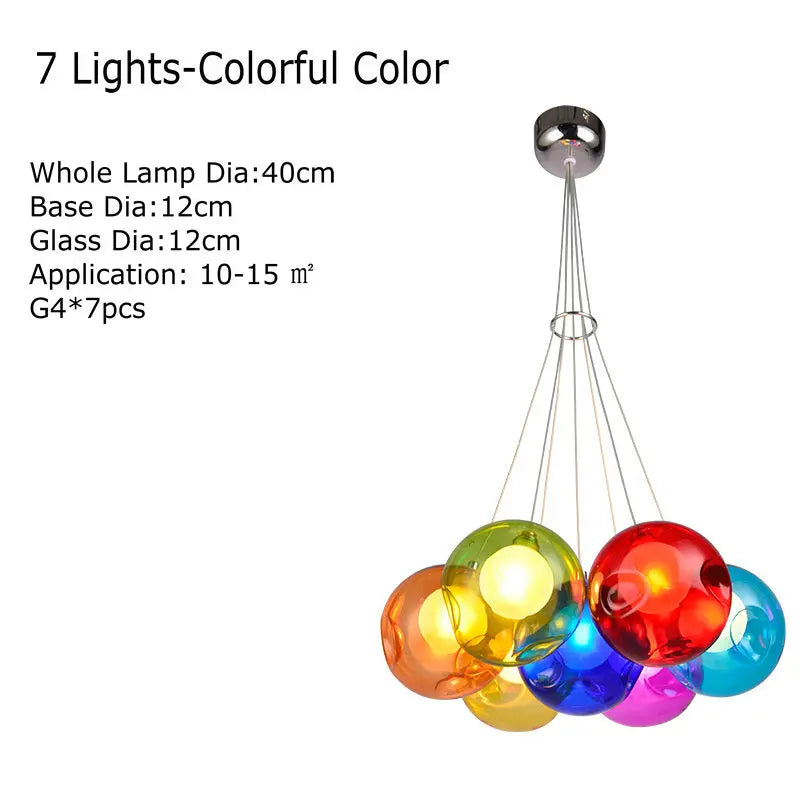 Decorbites™ Klar-Glas-Lüster mit bunten Wandlampen, LED-Hängeleuchte für Wohnzimmer und Kinderzimmer