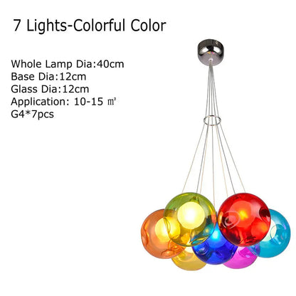 Decorbites™ Klar-Glas-Lüster mit bunten Wandlampen, LED-Hängeleuchte für Wohnzimmer und Kinderzimmer