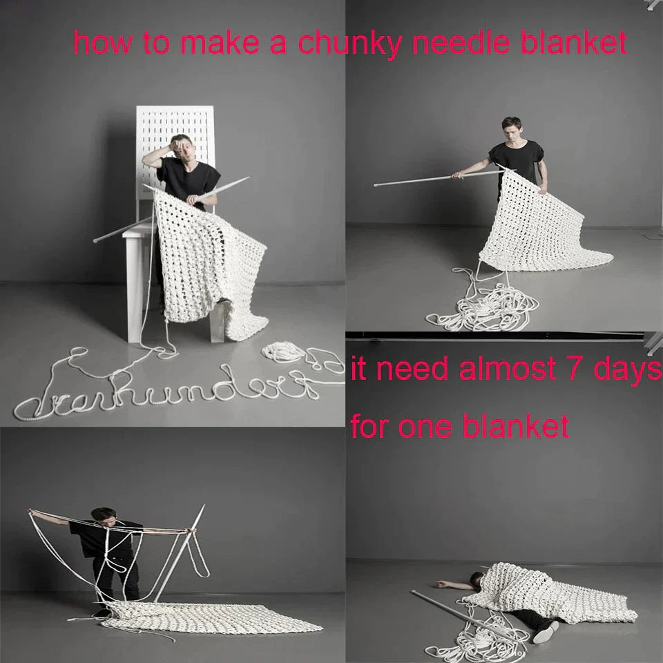 بطانية صوف محبوكة سميكة باللون البيج الكاكي من DecorBites™