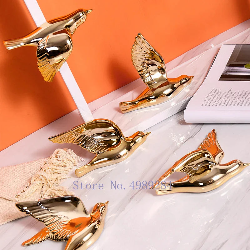 DecorBites™ Golden Bird Wall Hanging Modern Decor Pigeon Accessory