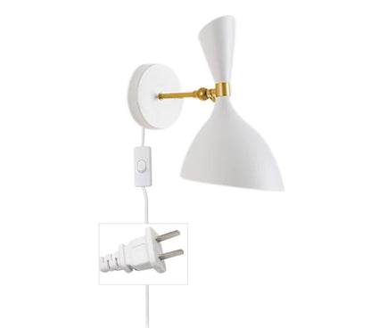 مصابيح حائط نورديك باللونين الأسود والأبيض من DecorBites™ مع مفتاح، إضاءة ديكورية صناعية حديثة لغرفة المعيشة