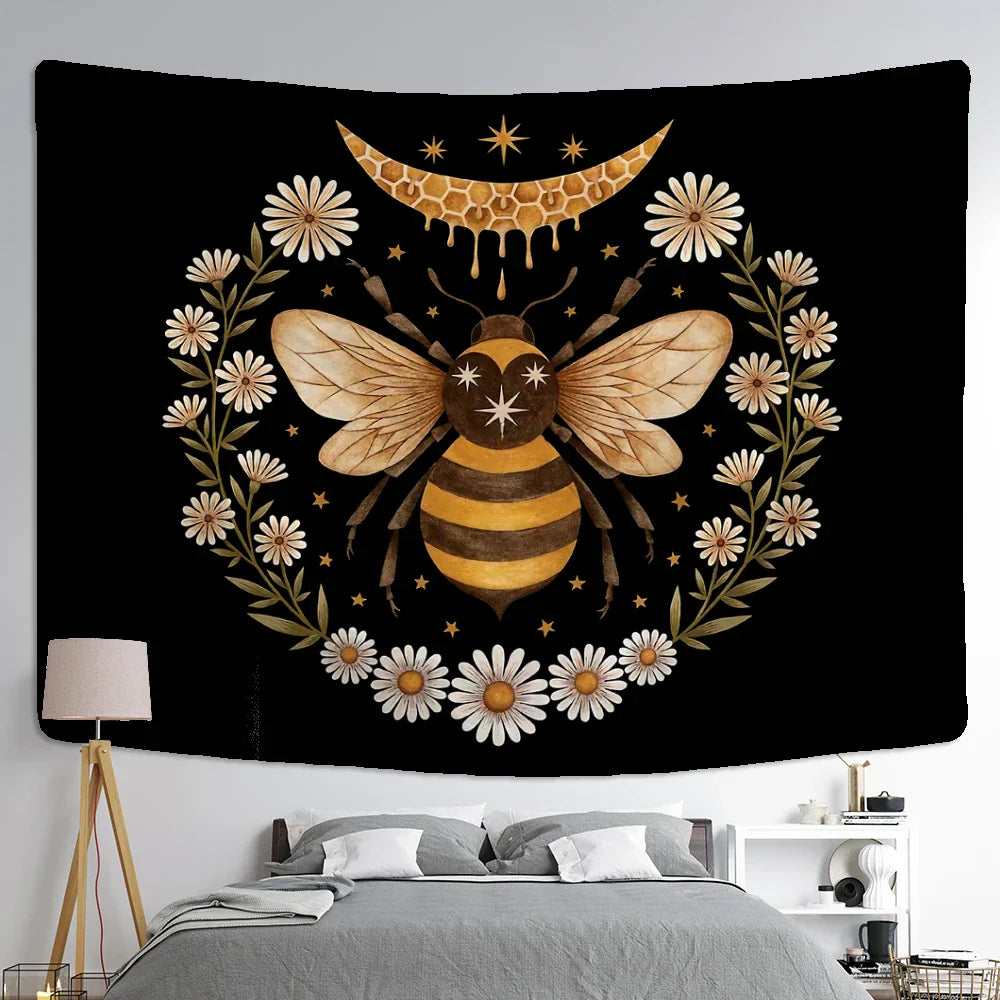 DecorBites™ Bee Daisy Wall Hanging: Bohemian Hippie Witchcraft Plant Dorm Decor