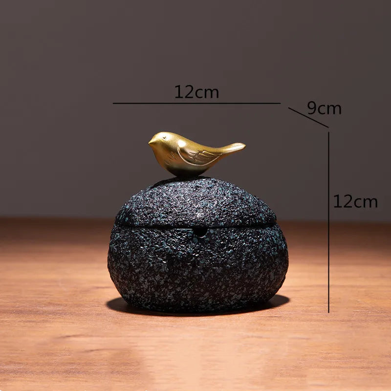 DecorBites™ Golden Bird Resin Tissue Box Ashtray Desktop Organizer Storage Box