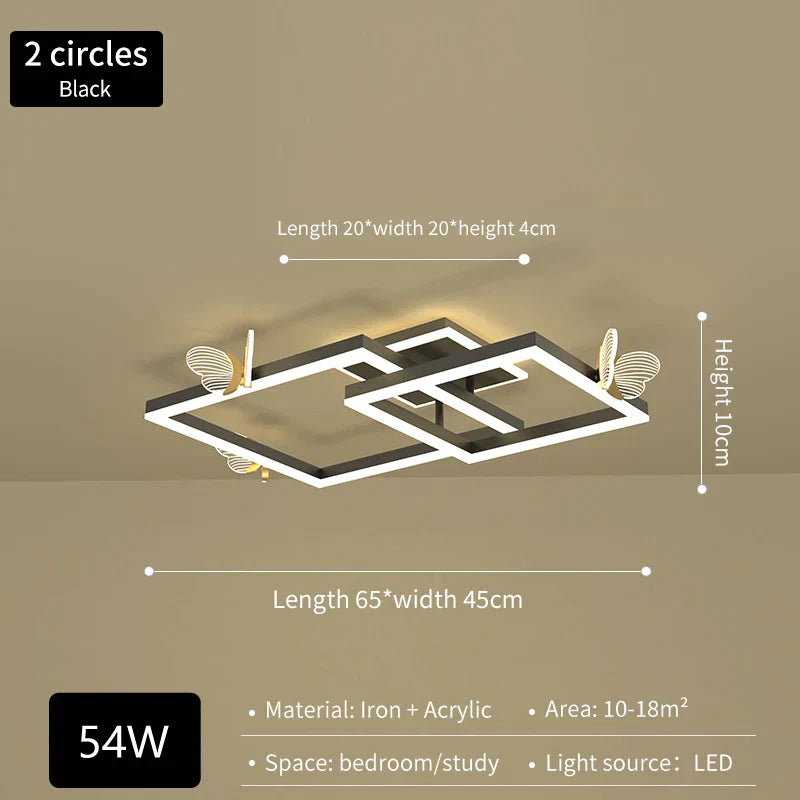 DecorBites™ Butterfly Ceiling Lamp: Modern Rectangular Living Room Light for Master Bedroom