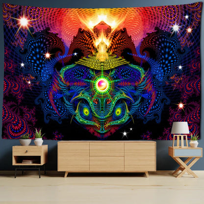 Psychedelic Eyes Tapestry Witchcraft Abstract Colorful Grim Reaper Hippie Home Decor by Decobites