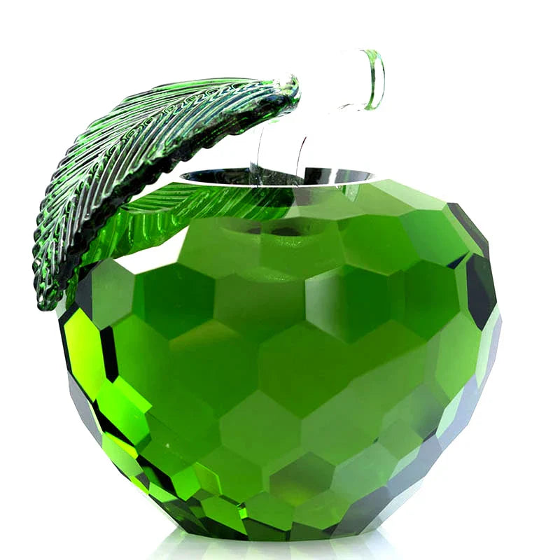Adornos DecorBites™: Figura de pisapapeles de cristal amarillo con forma de manzana 3D - Decoración para escritorio de oficina