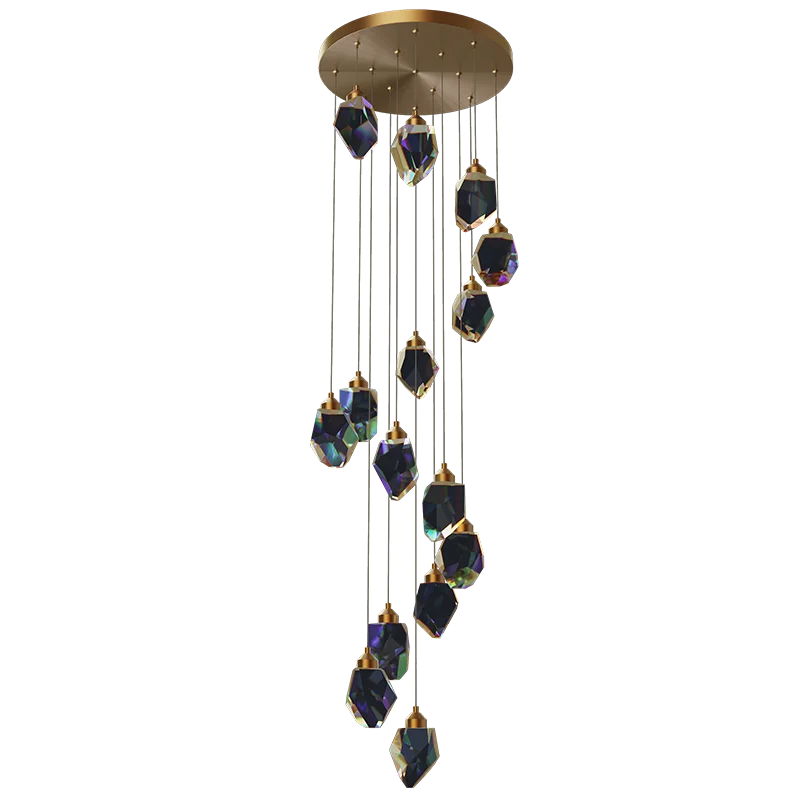 DecorBites™ Crystal Loft Chandelier for Villa Duplex, Large Pendant Lighting for Stairwell