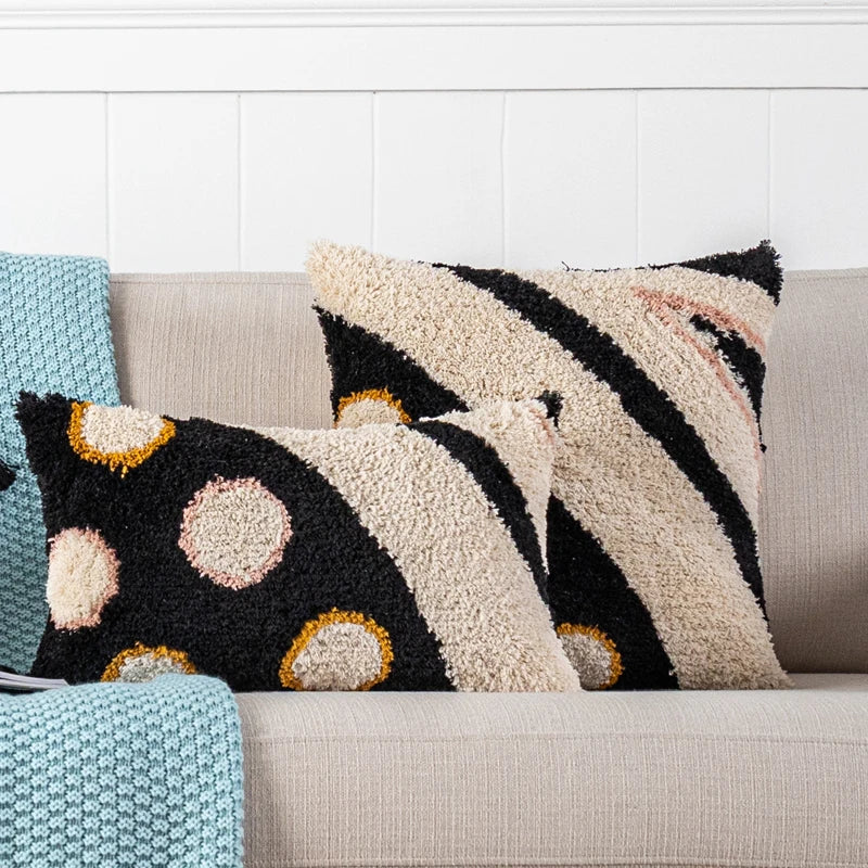 DecorBites™ Black Abstract Eye Pillow Cover for Home Decoration, 30x50cm/45x45cm