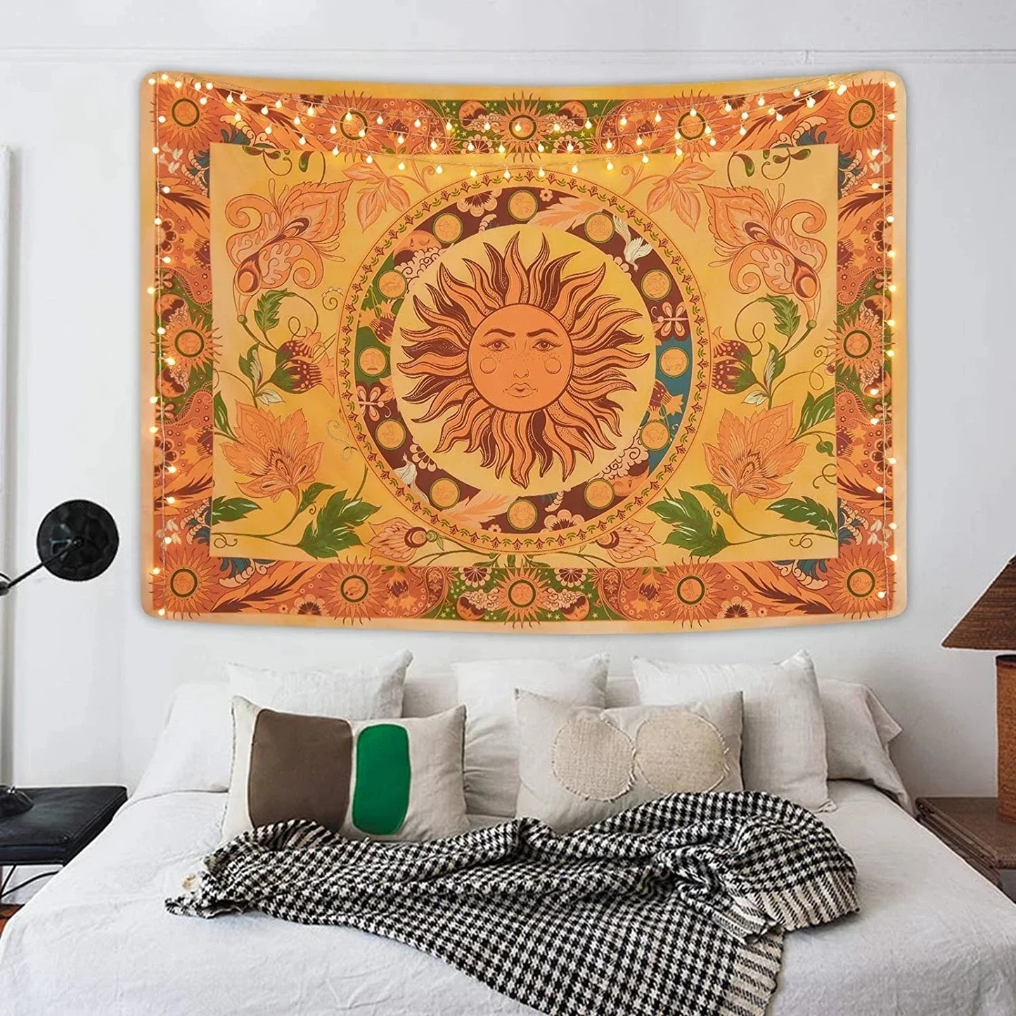 Decobites Retro Floral Vines Tapestry: Vintage Boho Wall Hanging for Hippie Room