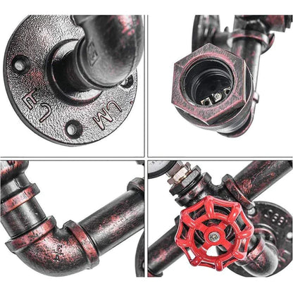 ديكوربايتس™ شمعدانات حائط نحاسية بمصباحين للحمام، والممر، والبار - تركيبات ستيم بانك E27