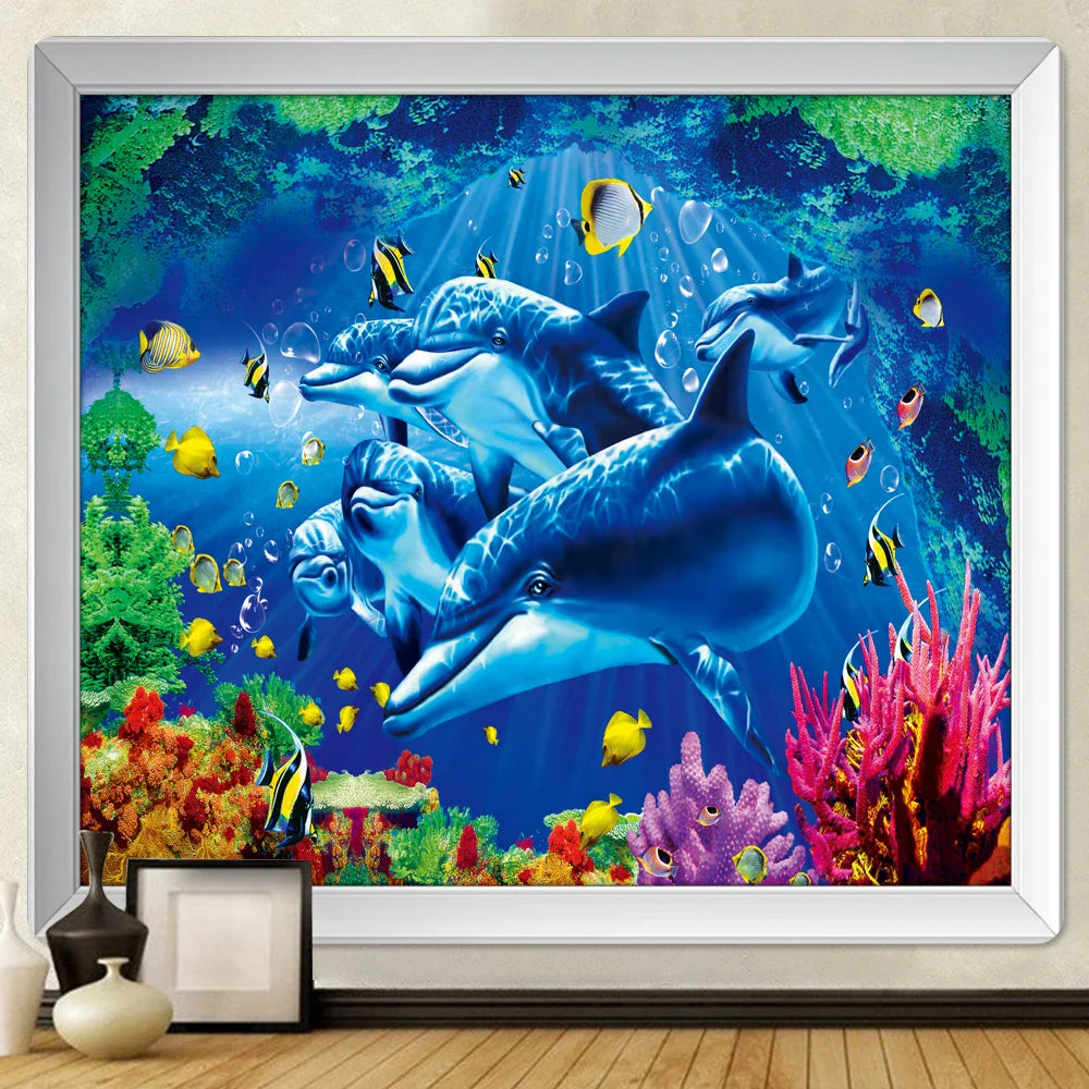 ديكور بايتس™ بساط يوغا ماندالا ثلاثي الأبعاد لعالم ما تحت الماء، ديكور منزلي، نسيج أريكة هيبي، بطانية